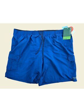 L.L. Bean Mens Supplex Sport Shorts 3XL Blue Quick-Dry Water-Repellent UPF 50+